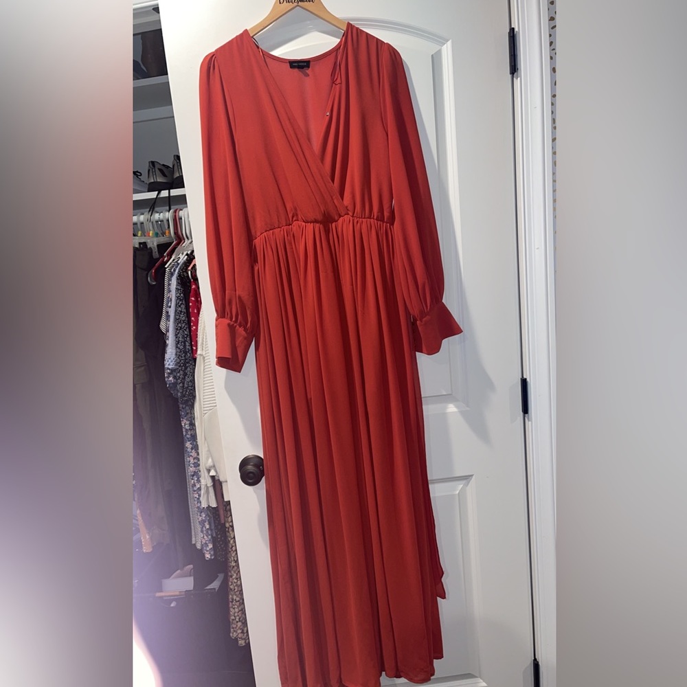 Size large long sleeve burnt orange maxi dress